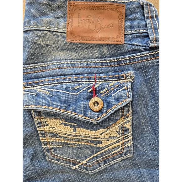 Ariya Jeans Size 3/4 Distressed Medium Wash Low Rise Bootcut Denim - Picture 4 of 5